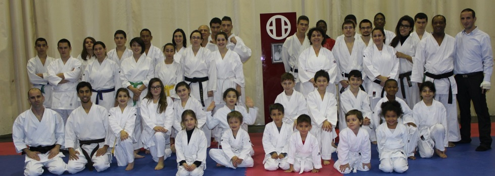 Groupe du Karaté Club Échirolles dans le dojo